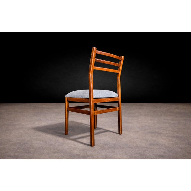 Wood Set of 8 Chairs in Caviuna Wood & Linen, Alexandre Rapoport, 1960s For Sale - Image 7 of 13