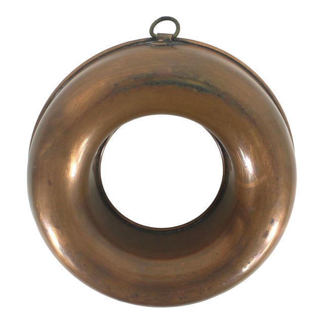 Small Vintage Copper French Style Ring Jelly Mold, Country Kitchen, Modern Farmhouse Kitchen For Sale