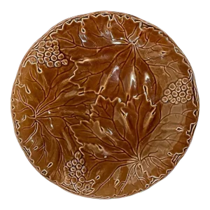 Vintage German Majolica Grape & Leaf Plate