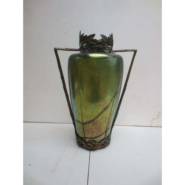 Glass Loetz Bronze Mounted Iridescent Vase Circa 1900 For Sale - Image 7 of 7