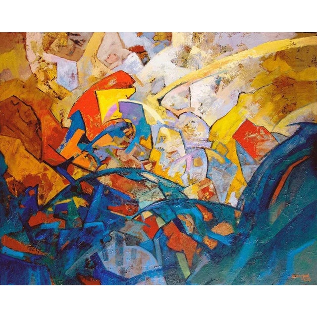 Electric jazz. 2018, canvas, oil, 90x110 cm abstract composition in red, blue, yellow colors igor leontiev (1957) - one of...