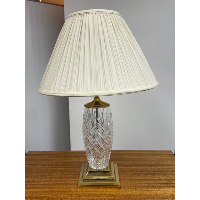 Design Plus Gallery presents an Etched Glass Table Lamp in the Style of Waterford. The lamp has a glass body with star...