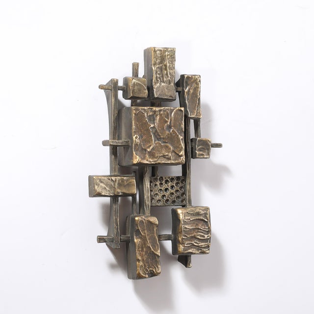 Mid-Century Brutalist Wall Sculptures in Textural Cubist Forms by Syroco For Sale - Image 4 of 12