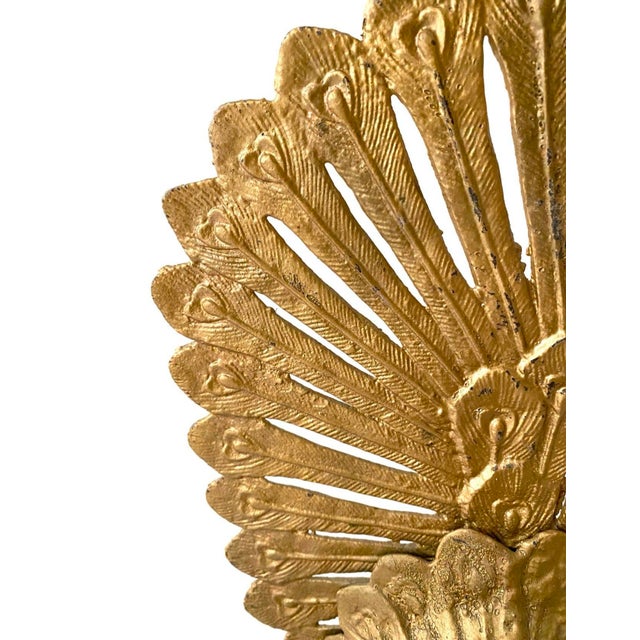 Vintage Large Gold Peacock Bird Decor Bookend For Sale - Image 4 of 10