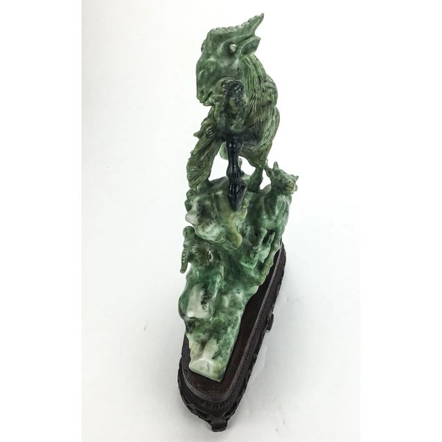 Jade Vintage Chinese Stone Carving on Rosewood Stand For Sale - Image 8 of 11