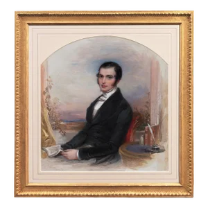 'Portrait of a Gentleman Seated and Reading' by George Richmond, Regency, Early Victorian Dandy