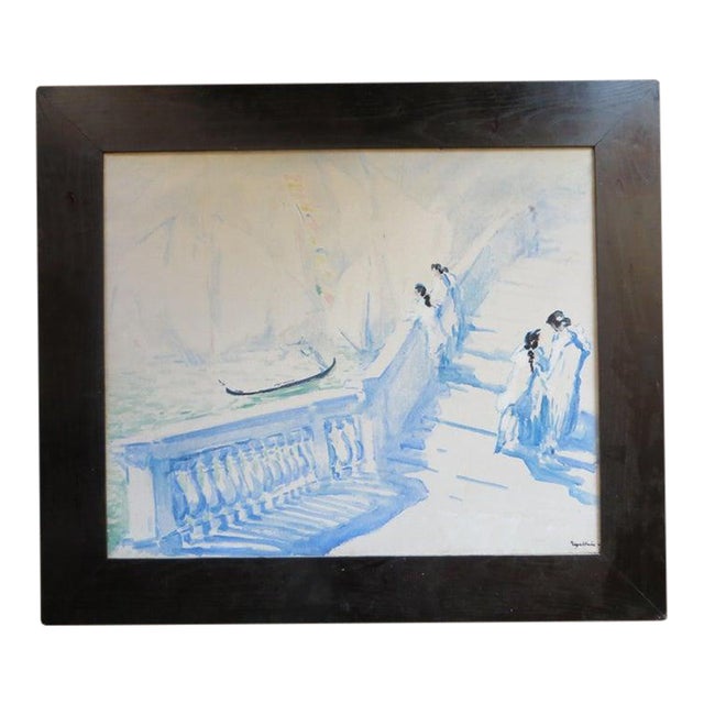 1926 Painting of Rialto Bridge in Venice by Louis Degallaix For Sale