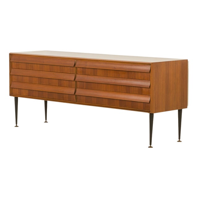 Mid-Century Italian Sideboard with 6 Drawers, 1960s For Sale