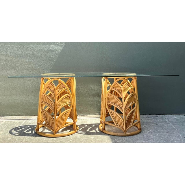 Vintage Split Reed Pedestal Dining Table For Sale - Image 10 of 12