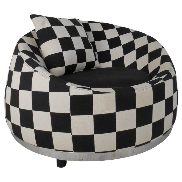 Checkered Contemporary Modern Italian Club Chair For Sale