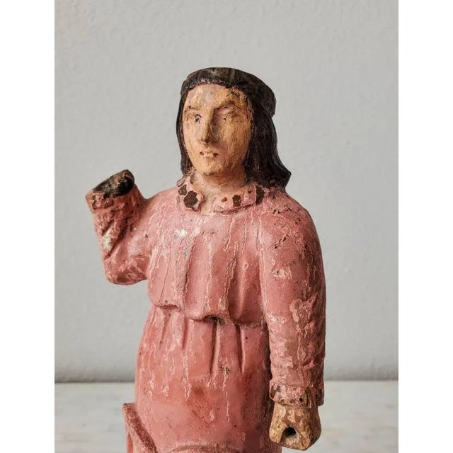 Wood 19th Century Spanish Colonial Santo Altar Figure For Sale - Image 7 of 11