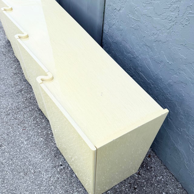 Postmodern Cream Woodgrain Finished Sawtooth Wave Credenza For Sale - Image 4 of 12