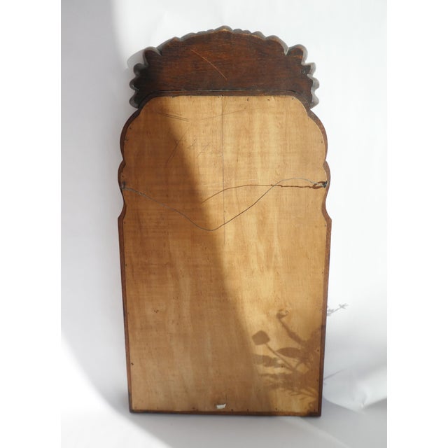 Brown Antique Farmhouse Dutch Walnut Scalloped Wall Mirror, 1800s For Sale - Image 8 of 10