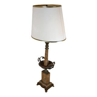 Late 20th Century Neoclassical Grecian Marble Column Brass Urn Grapevine Table Lamp For Sale