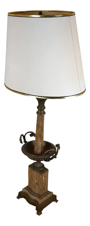Late 20th Century Neoclassical Grecian Marble Column Brass Urn Grapevine Table Lamp