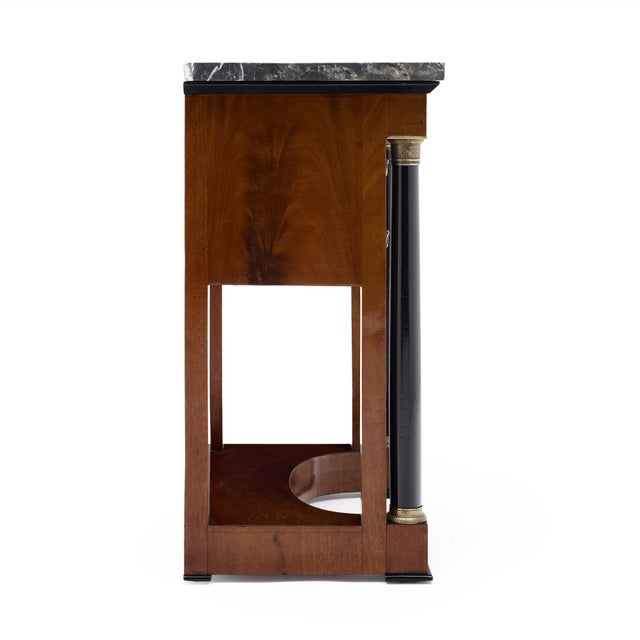 Brown French Empire Mahogany Side Table With Ebonized Columns and Black Marble, Circa 1810 For Sale - Image 8 of 9
