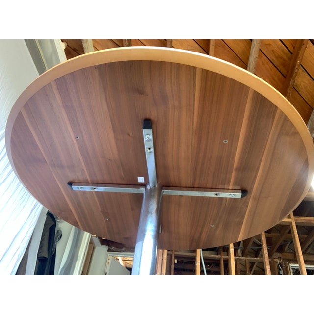 1990s Attributed Calligaris Walnut and Chrome Tulip Table For Sale - Image 9 of 11