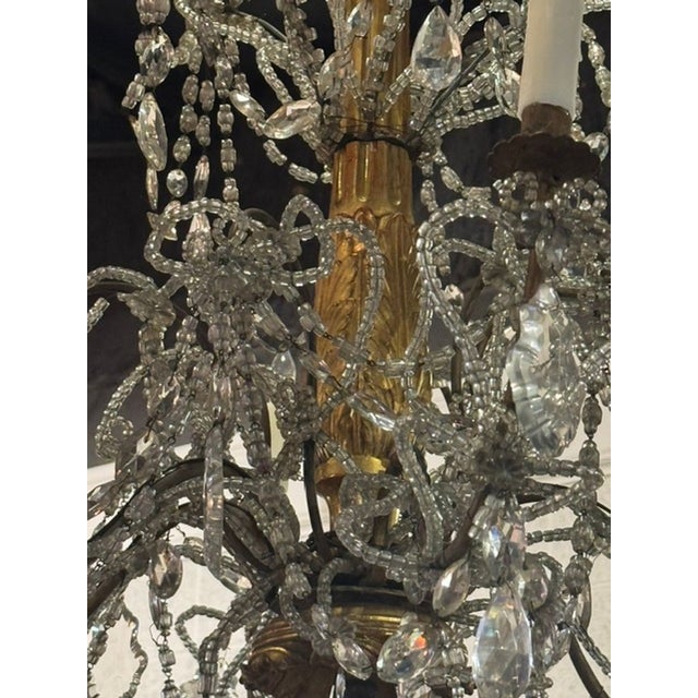 19th Century 19th C. Italian Giltwood and Crystal Chandelier From Genoa For Sale - Image 5 of 8