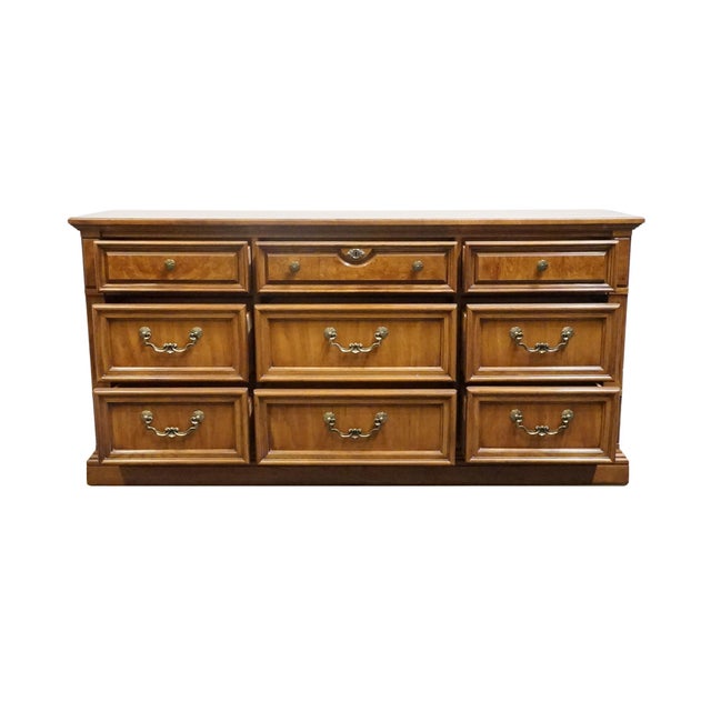 Thomasville Furniture Serenade Collection Burled Walnut Italian Neoclassical Tuscan Style 66" Triple Dresser 21211-130 For Sale In Kansas City - Image 6 of 16