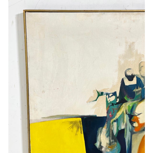 C. 1970s Modernist Abstract Figurative Painting Signed With Initials For Sale - Image 4 of 8