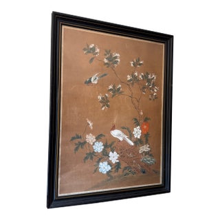 Early 20th Century Antique Chineese Bird Paining on Paper ~ Framed #1 For Sale