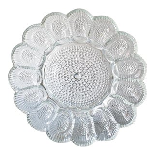 Vintage American Indiana Glass Hobnail Clear Glass Deviled Egg Holder Plate Platter For Sale
