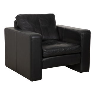 Black Leather Conseta Armchair from Cor For Sale