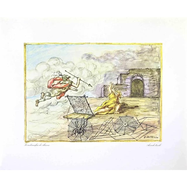 Vintage offset print realized after a watercolor by Giorgio de Chirico in 1962. from the rare portfolio "Greek Mythology"...