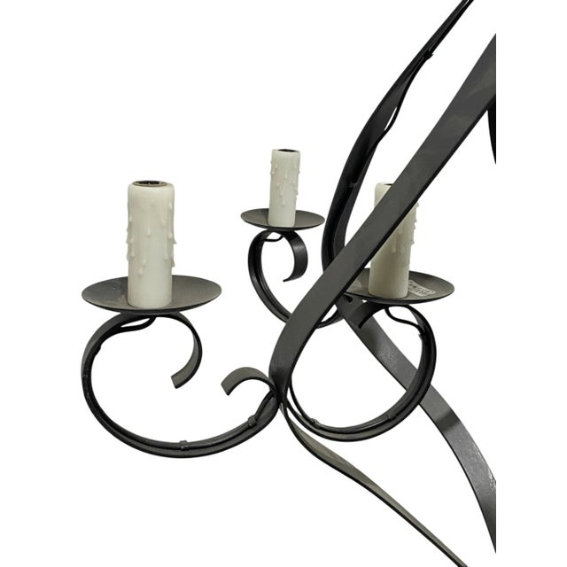 Custom Made French Country Style Iron Chandelier by Illumination Lighting Made For Sale - Image 4 of 7