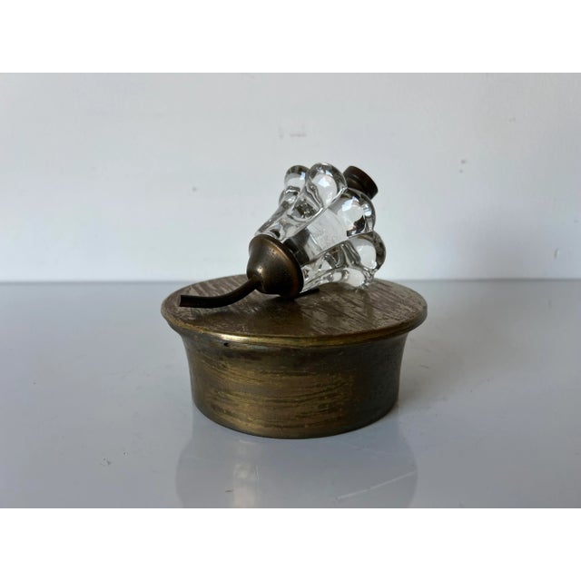 1970s Vintage Art Flower Glass Decorative Brass Box For Sale - Image 5 of 11