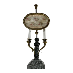 19th Century Louis XV Style Bronze Two Light Table Lamp With Adjustable “Pare-Feu“.