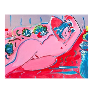 1980s Reclining in Red - Peter Max For Sale