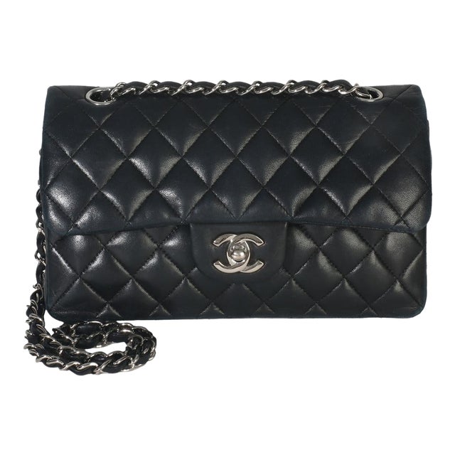 Black Quilted Lambskin Small Classic Double Flap Bag For Sale
