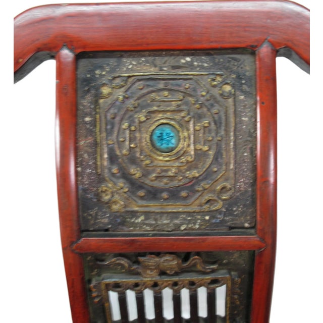 Wood Pair Antique Chinese Blue Eye Side Chairs For Sale - Image 7 of 12