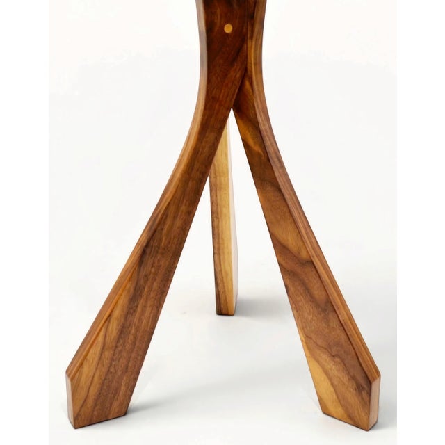 Walnut Nonagonal Side Table With Tripod Base by Michael Maximo For Sale - Image 9 of 9