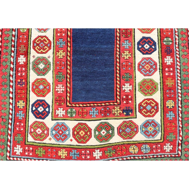 Antique Talish Caucasian Runner in Red, Cream and Blue 3'3 X 8'5 For Sale - Image 10 of 12