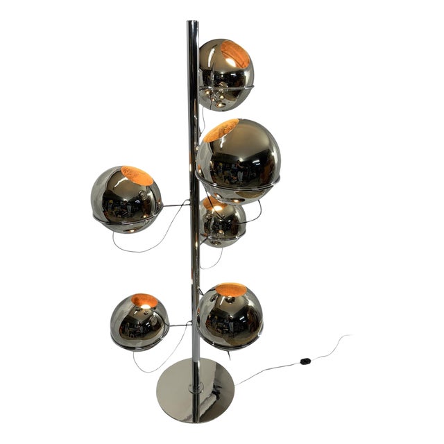 Space Age Floor Lamp in Nickel-Plated Copper, 1960s For Sale