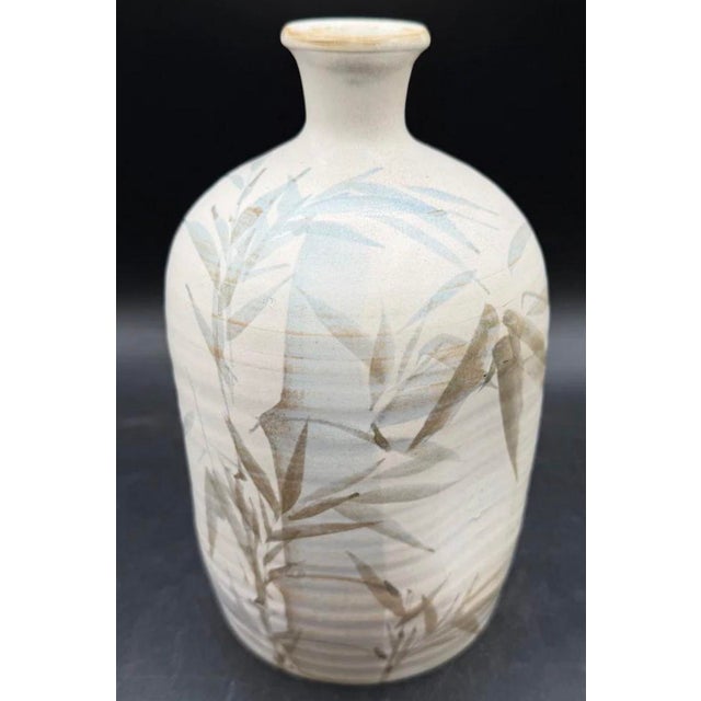 Vintage Ceramic Japanese Hand Painted Sake Bottle With Bamboos Motif For Sale - Image 11 of 11