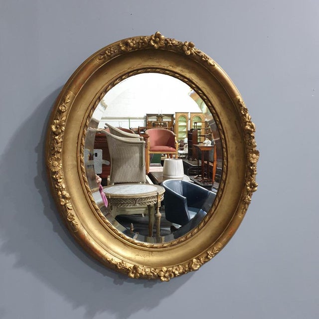 Gold Victorian Oval Gilt Mirror For Sale - Image 8 of 8