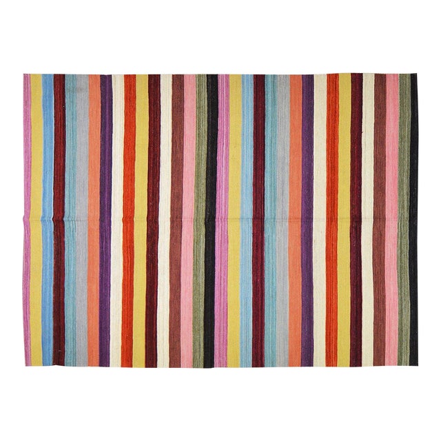 Afghan Modern Flatweave Kilim Wool Rug, 5'9''x8' For Sale