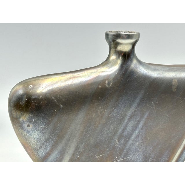 Metal Mid-Century Flat Bottle in Aluminium with Patina, 1970s For Sale - Image 7 of 14