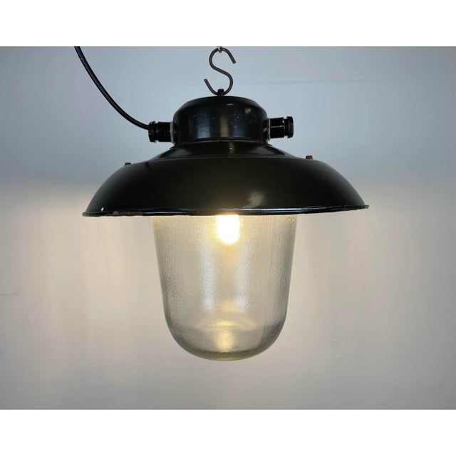 Industrial Factory Hanging Lamp in Black Enamel from Elektrosvit, 1960s For Sale - Image 11 of 13