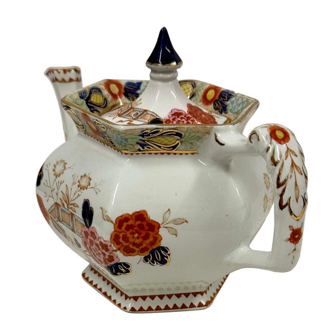 Ceramic Antique Woods Ware Wincanton Hand Painted Porcelain Teapot For Sale - Image 7 of 10