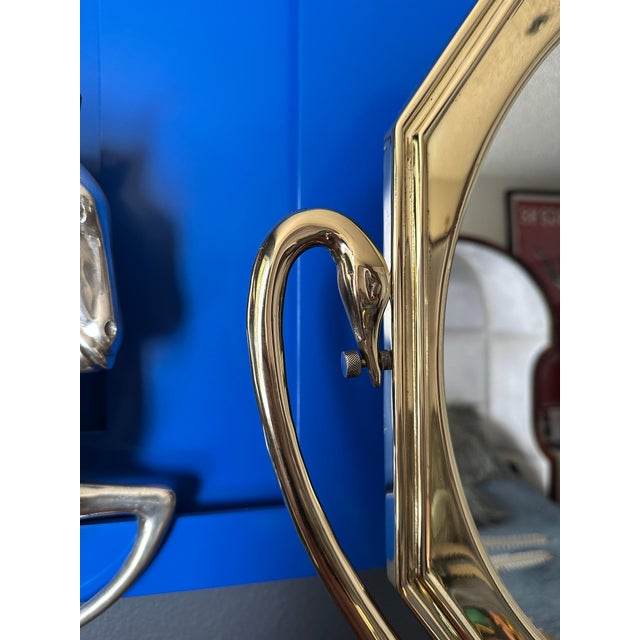Art Nouveau Style Brass Vanity Mirror For Sale - Image 11 of 12