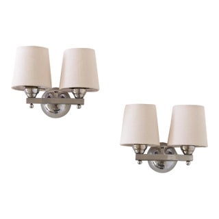 Pair of 1930s French Art Deco Chrome Sconces For Sale