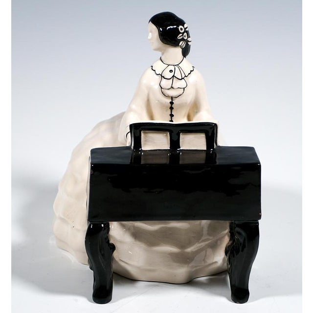 Piano Lady Crinoline at a Spinet attributed to Bertold Loeffler for Vienna Ceramics, 1913 For Sale - Image 4 of 7