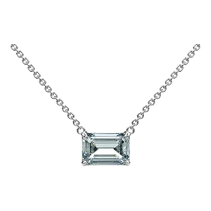 3 Carat Emerald Cut Lab Diamond Solitaire Connecting Necklace in 14k White Gold