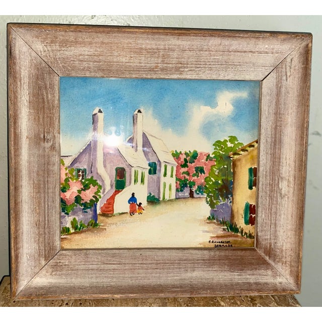 A charming pair of vintage watercolors of Bermuda. Signed F Richardson. Identical in size and framing, each image measures...