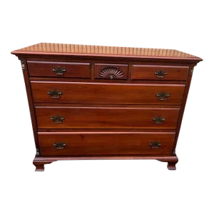 Late 20th Century Vintage Solid Cherry 6 Drawers Dresser.