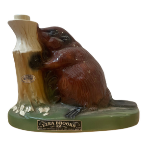 Vintage 1972 Ezra Brooks Heritage China Beaver Whiskey Decanter